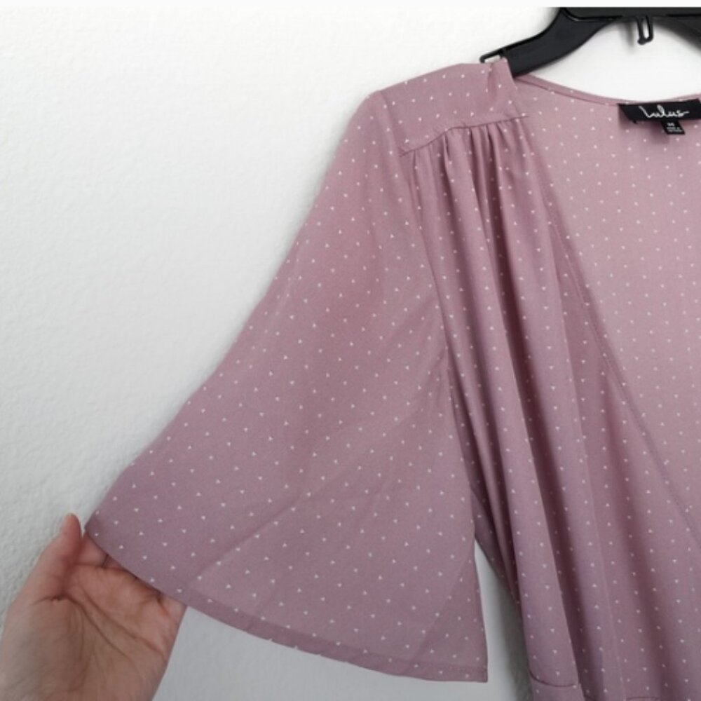 Lulu's Medium Farah Mauve Print Midi Wrap Dress - image 5